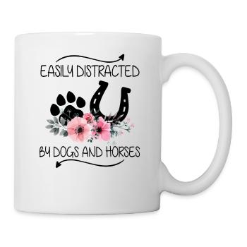 Leicht abgelenkt von Hunden und Pferden Blume - Tasse - Weiß - Rechts