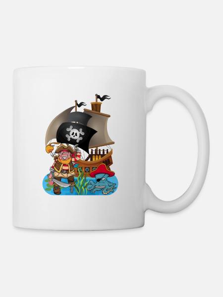 Pirate with octopus as pirate costume - Mug - white