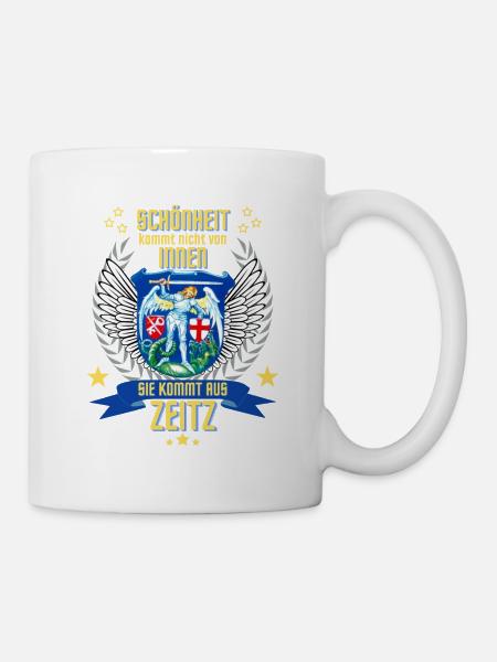 Schoenheit kommt aus Zeitz - Tasse - Weiß