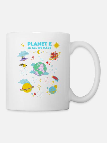 "Planet E" Space & Planet Illustration Design - Tasse - Weiß