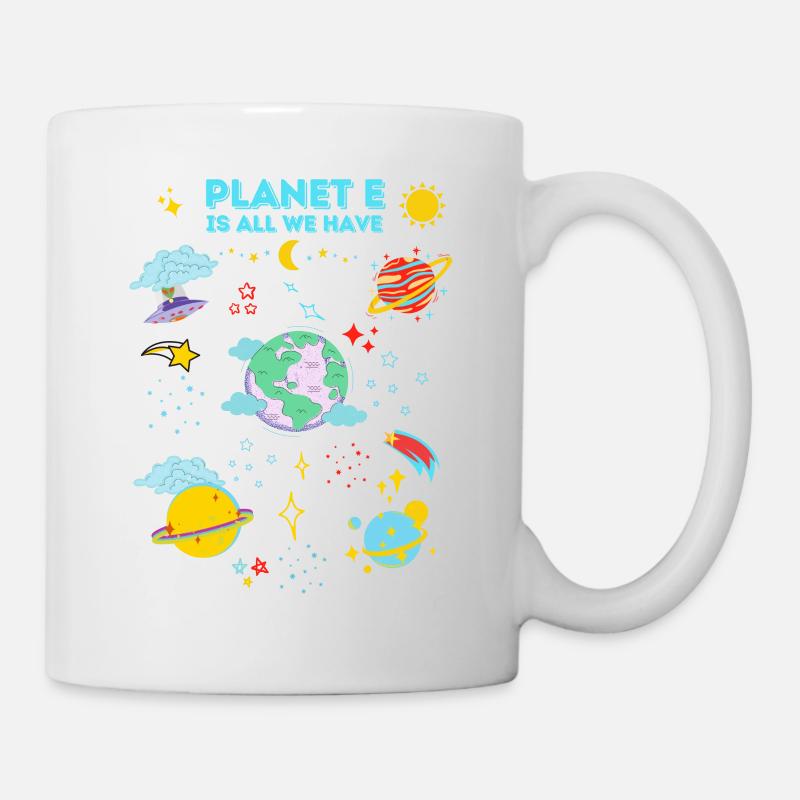 "Planet E" Space & Planet Illustration Design - Tasse - Weiß