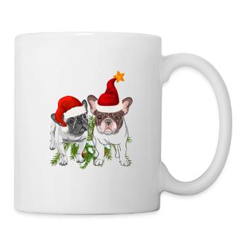 Französische Bulldogge Weihnachten - Tasse - Weiß - Rechts