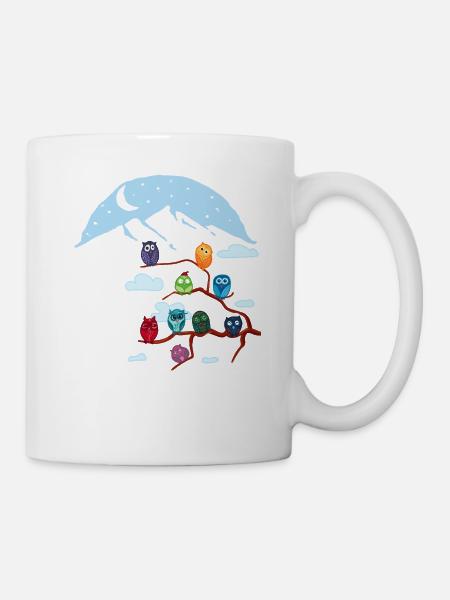 "Owl Conference" Mountain Scenery Graphic Design - Mug - white