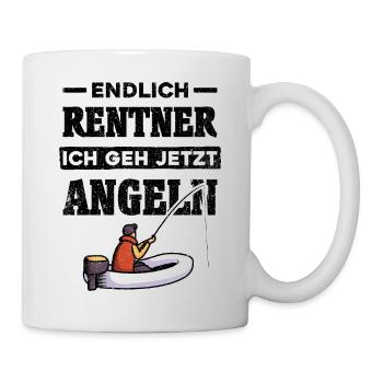 Endlich Rentner Angeln Papa Geschenk Rente Opa - Tasse - Weiß - Rechts