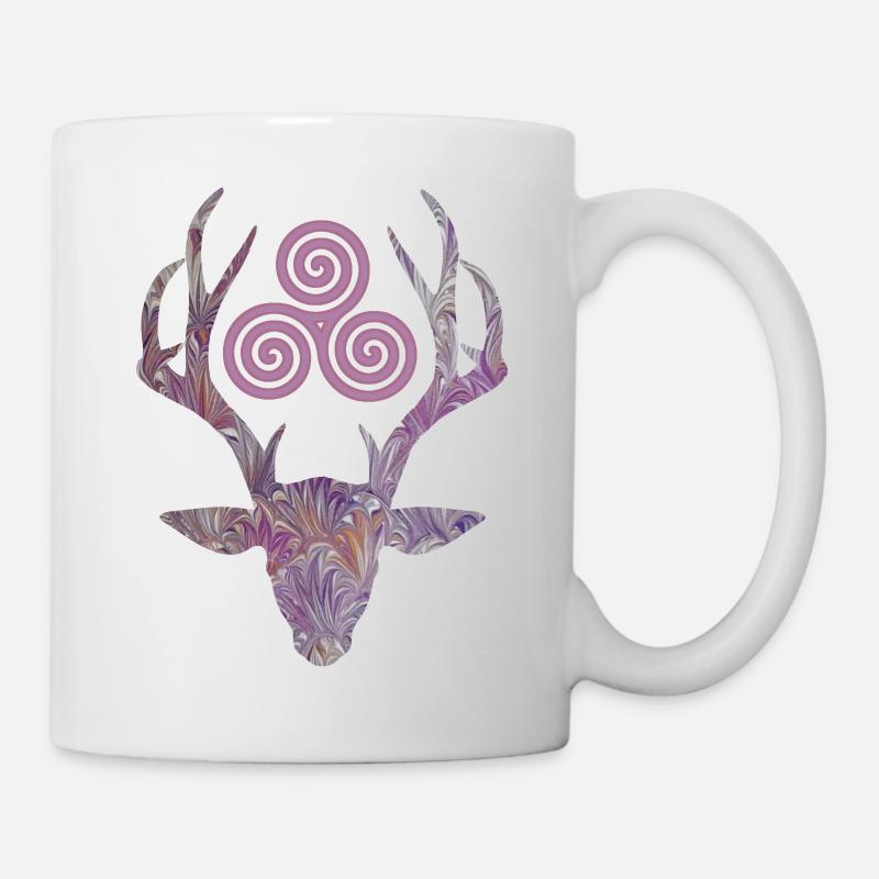 hirschkopf mit triskele e 236 - Tasse - Weiß