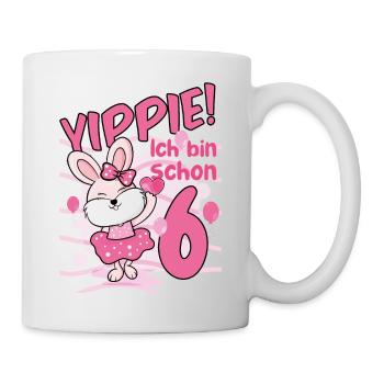 6.GEBURTSTAG KINDERGEBURTSTAG MÄDCHEN HASE - Tasse - Weiß - Rechts
