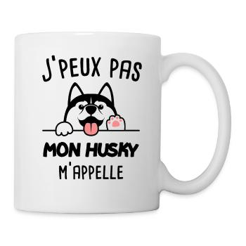 J'peux pas mon husky m'appelle husky sibérien - Mug blanc - blanc - Droite