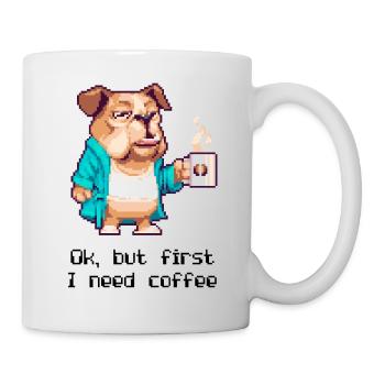 Drôle de chien buvant du café meme - les amateurs de café - Mug blanc - blanc - Droite