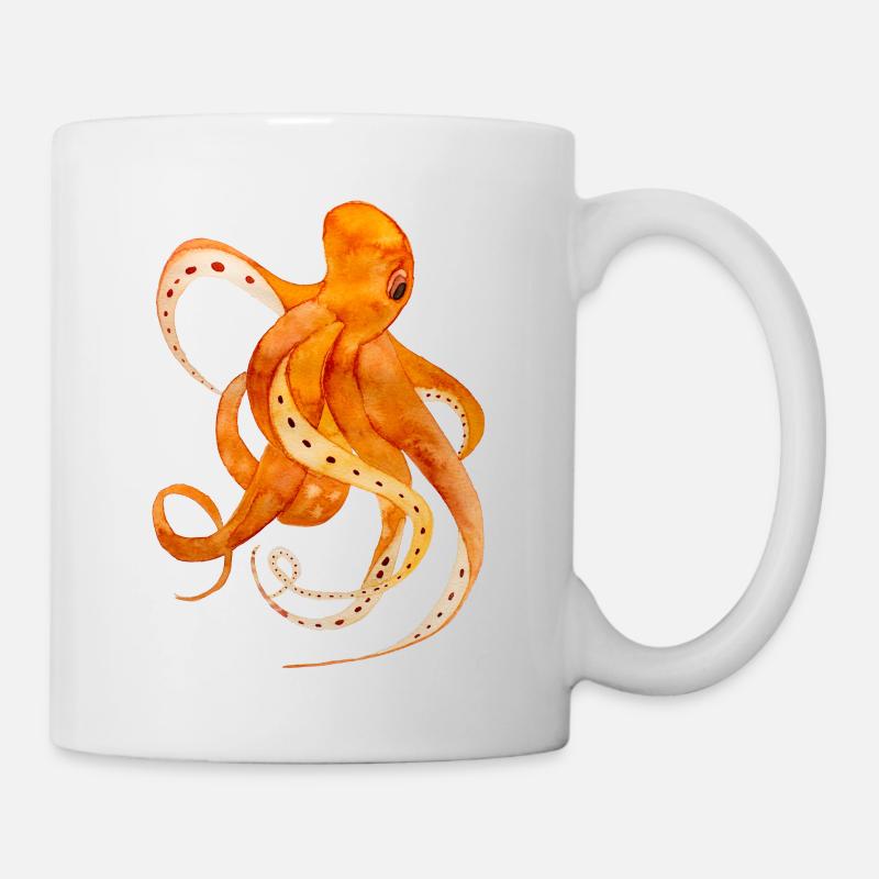 Bläckfisk akvarell ritning bläckfisk - Mugg - vit