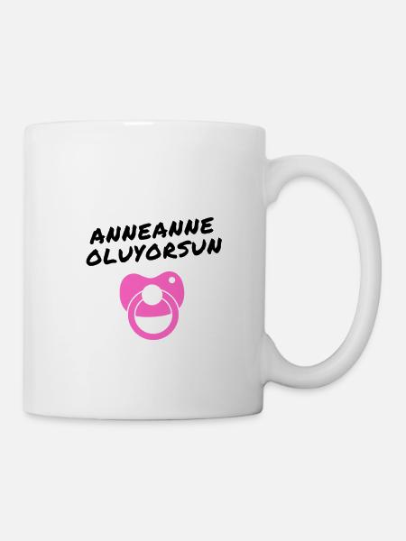 Anneanne oluyorsun pink - Turkish You become a grandma - Mug - white
