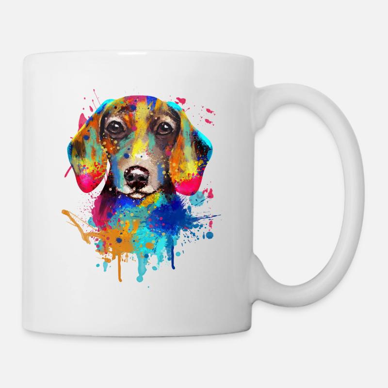 Dackel Dachshund Teckel Illustration - Mug - white