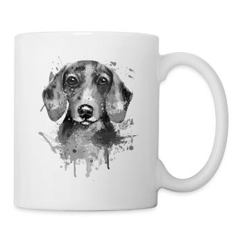 Dachshund Dackel Teckel graue Illustration - Tasse - Weiß - Rechts