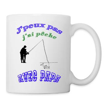 J'peux pas j ai pèche avec papa - Mug blanc - blanc - Droite