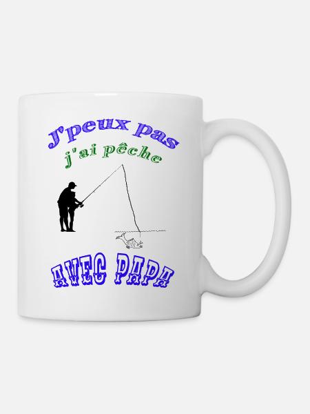 J'peux pas j ai pèche avec papa - Mug blanc - blanc