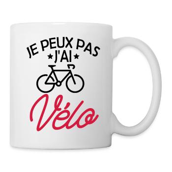 je peux pas j'ai vélo - Mug blanc - blanc - Droite