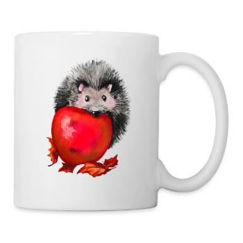 Igel mit Apfel - Tasse - Weiß - Rechts