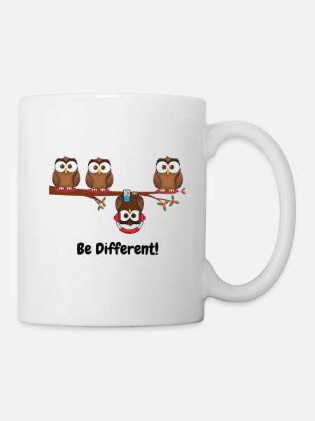 Be different - Süßes Eulen Fun Vogel Geschenk süß - Tasse - Weiß