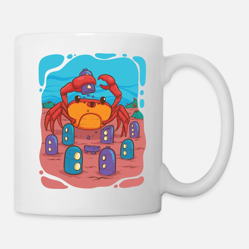 Crab visits underwater city - Mug - white