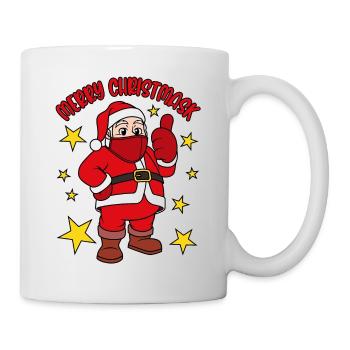 Joyeux Noël Santa Claus avec masque facial - Mug blanc - blanc - Droite