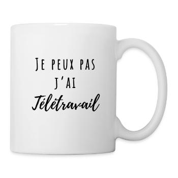 Je peux pas jai télétravail - Mug blanc - blanc - Droite