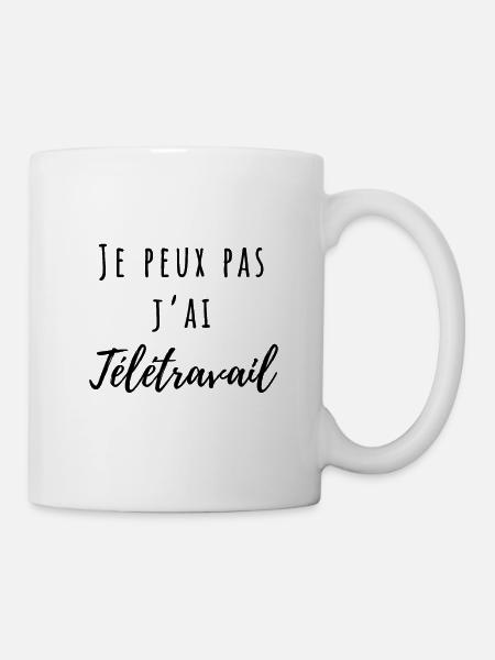 Je peux pas jai télétravail - Mug blanc - blanc