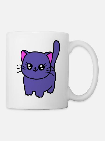 Lila Katze - Tasse - Weiß