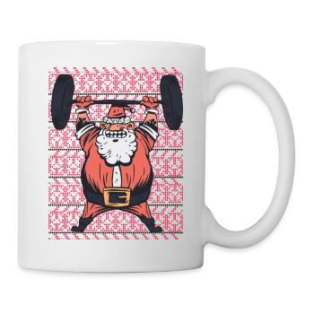 Pull de Noël laid Père Noël faire du sport - Mug blanc - blanc - Droite