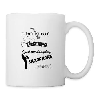 Saxophontherapie - Tasse - Weiß - Rechts