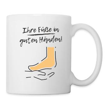 Ihre Füße in guten Händen | Spruch Motiv Fußpflege - Tasse - Weiß - Rechts
