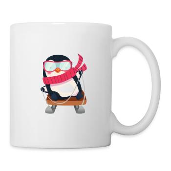 Happy Christmas, penguin on sledge - Mug - white - Right