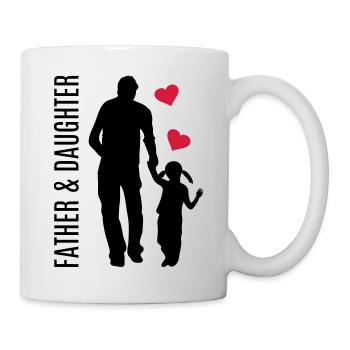 Vater und Tochter Bester Papa Mädchen Herz Hand - Tasse - Weiß - Rechts