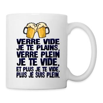 alcool humour verre vide plains plein biere citati - Mug blanc - blanc - Droite