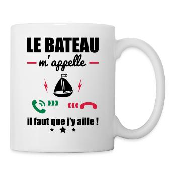 Le bateau m'appelle, idée cadeau bateau, Noël - Mug blanc - blanc - Droite