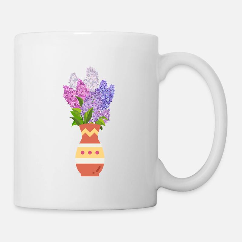 Flieder Vase / Bunt / Blumen - Tasse - Weiß
