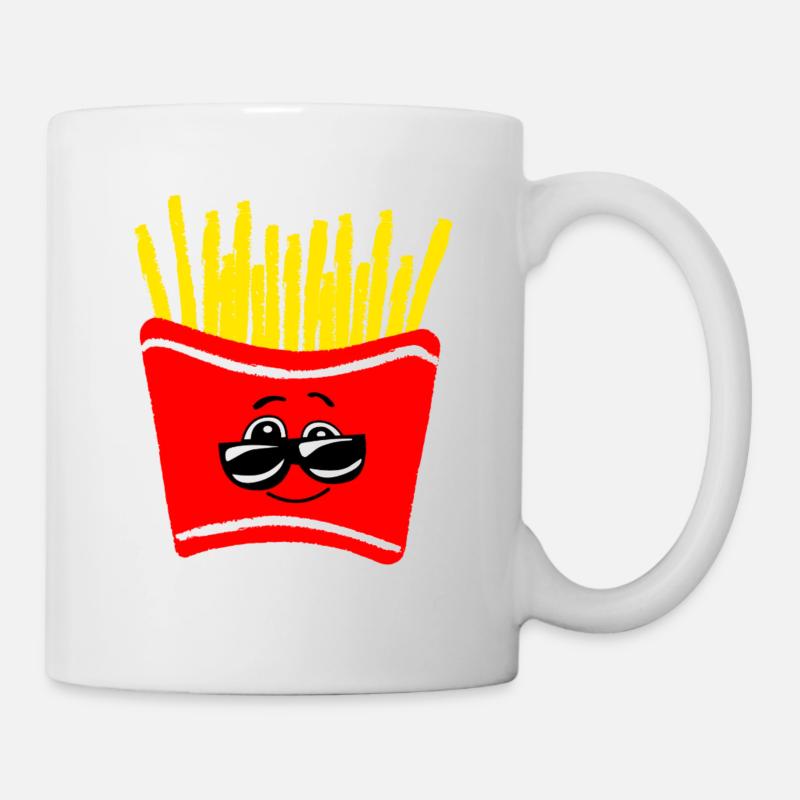 Frites souriantes avec des lunettes de soleil - Mug blanc - blanc