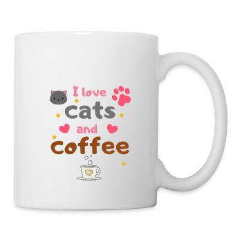 I love cats and coffee - Tasse - Weiß - Rechts