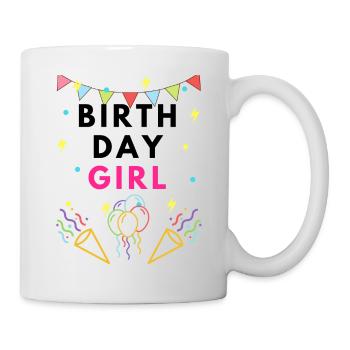 Anniversaire Fille Corful Party Logo Noir - Mug blanc - blanc - Droite