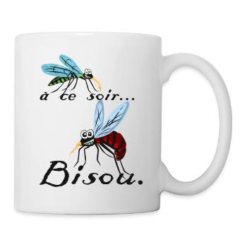 soir bisous moustique humour citation été - Mug blanc - blanc - Droite