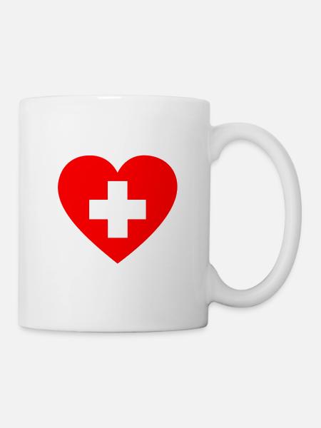 Herz Schweiz Kreuz Liebling Liebe Hilfe Gesundheit - Tasse - Weiß