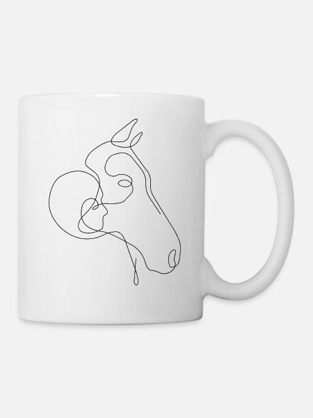 One Line Drawing - horse with woman - Mug - white