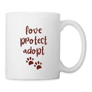 aimer, protéger, adopter - aimer les animaux / animaux de compagnie - Mug blanc - blanc - Droite