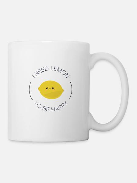 Ich brauche Zitrone, um glücklich zu sein - Tasse - Weiß