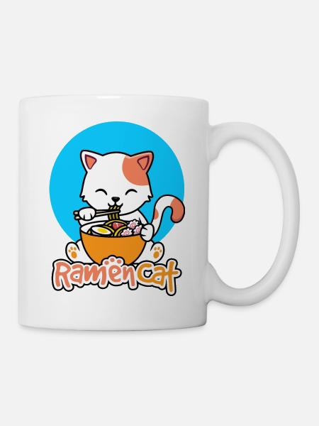 Neko ramen cat, Funny Ramen Cat, Ramen, Ramen Gift - Mug blanc - blanc