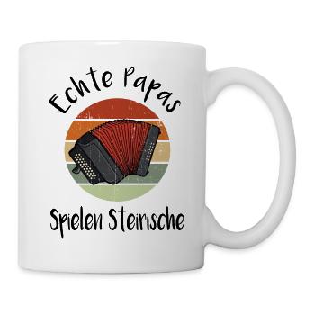 Echte Papas spielen steirische Harmonika Steier - Tasse - Weiß - Rechts