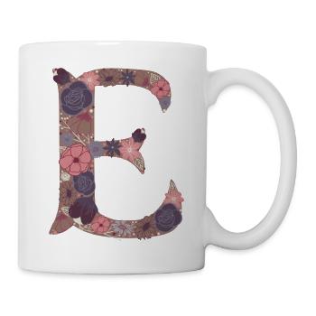Blumenbuchstabe E - Tasse - Weiß - Rechts