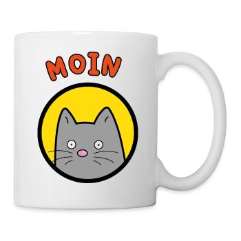 Moin Katze für Katzenfans die Moin sagen wollen - Tasse - Weiß - Rechts