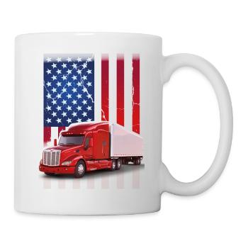 Vintage amerikanische Flagge LKW - Tasse - Weiß - Rechts