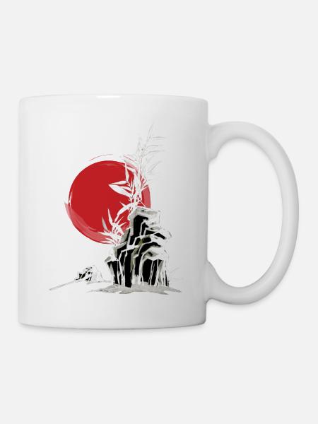 Japan Asien Bambus Sonne Kanji einfach Natur - Tasse - Weiß