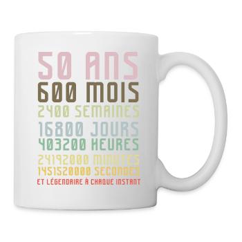Anniversaire 50 ans homme ou femme, idée cadeau - Mug blanc - blanc - Droite