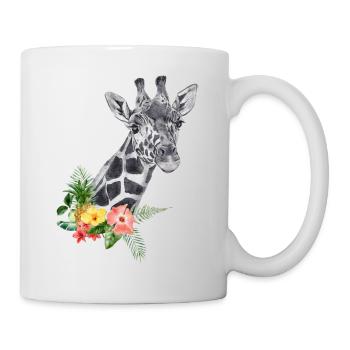 Girafe avec des fleurs - Mug blanc - blanc - Droite